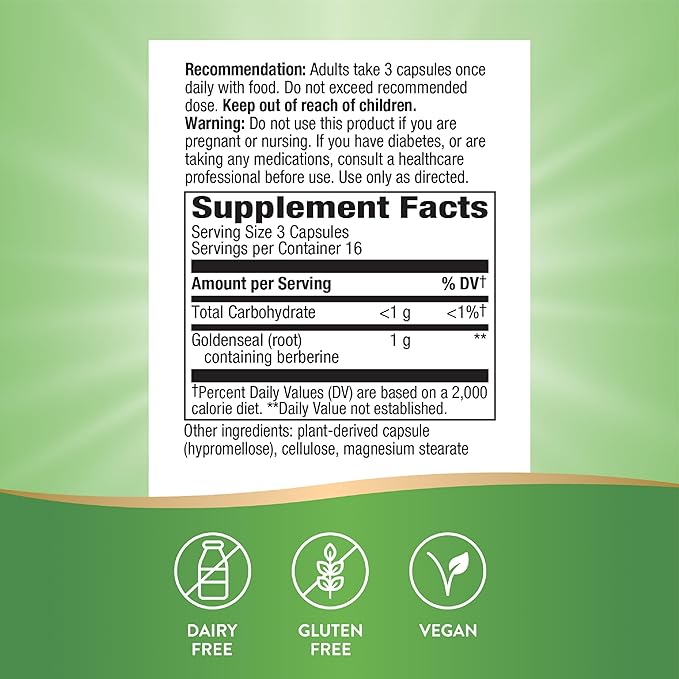 Nature's Way Goldenseal Root, Traditional Digestive Support, Berberine, Non-GMO Project Verified, Vegan, 50 Capsules (Packaging May Vary) - 2 Pack