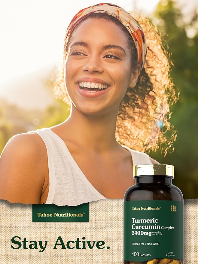 Tahoe Nutritionals Turmeric Curcumin Supplement | 2400mg | 400 Capsules | Extract Complex | Non-GMO, Gluten Free