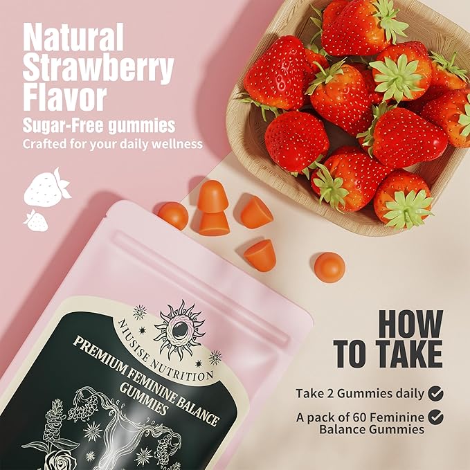 Feminine Balance Gummies, Premium Balance Supplement for Women PH Health, Immune Support, Vegan, Gluten-Free - Hawaiian Pineapple - 60 Gummies - 30 Servings