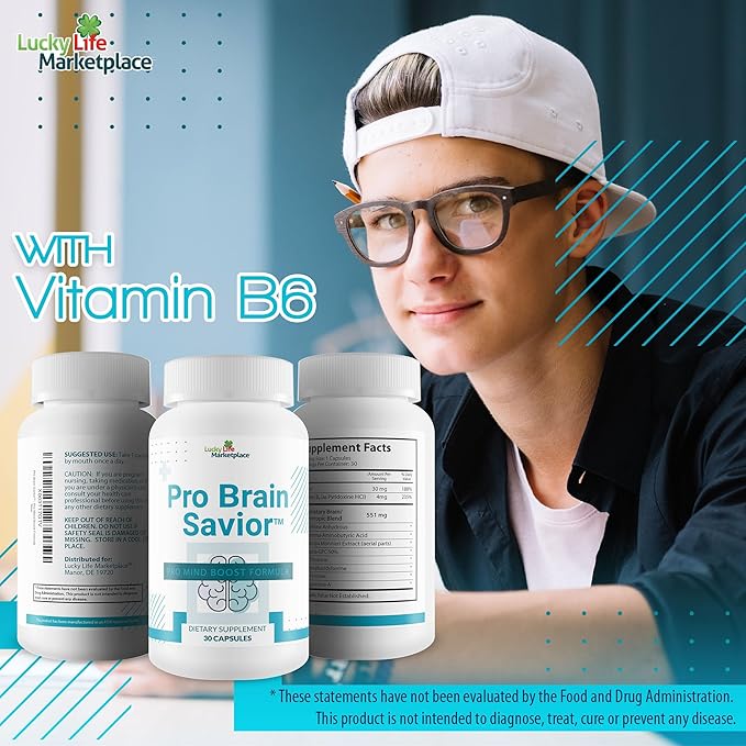 Pro Brain Savior - Nootropic Brain Supplement - Pro Mind Boost Formula for Memory, Focus, & Clarity - Study Pills - Bacopa, Niacin, Caffeine + L-Theanine, GABA - Promote Memory Retention & Learning