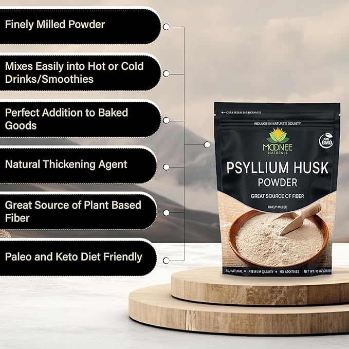 Psyllium Husk Powder (10 OZ), Gluten Free, Non GMO, Finely Ground, Keto Friendly (10 Ounce (70 Servings))