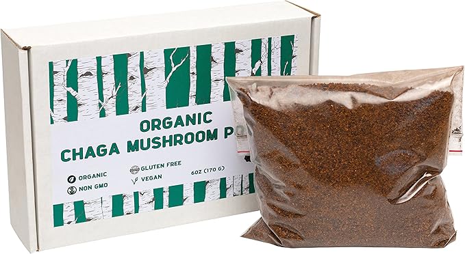 HITT Chaga Mushrooms Ground Powder - Organic Chaga Mushroom Tea, Chaga Drink Beverage and Smoothie, Vegan Friendly 6oz, 170 g