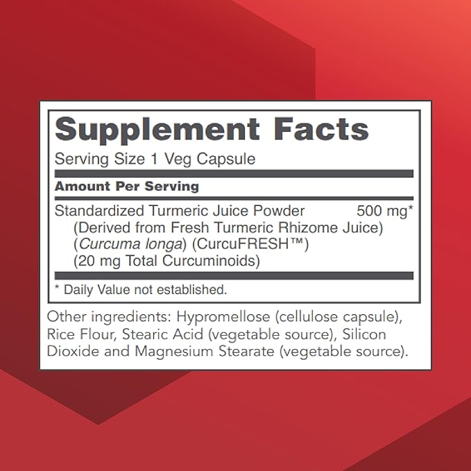 PROTOCOL FOR LIFE BALANCE CurcuFresh - 40x Absorption - Turmeric Juice Powder - with Curcuminoids - from Curcuma Longa - Vegan & Non-GMO - 60 Veg Capsules