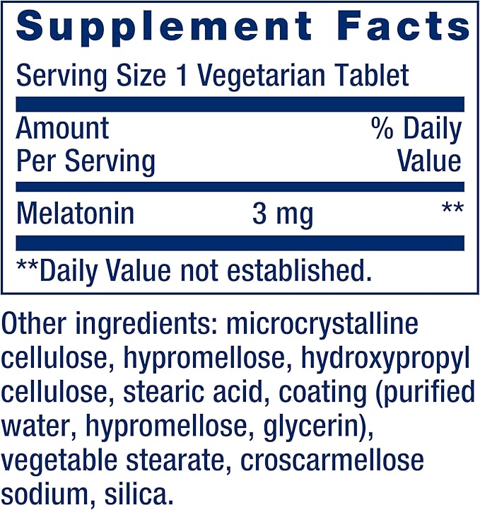 Life Extension Melatonin 6 Hour Timed Release 3 mg - For Circadian Rhythm & Immune Function, Cellular and DNA Health - Sleep Supplement - Non-GMO, Gluten-Free - Vegetarian Tablets, 60 Count