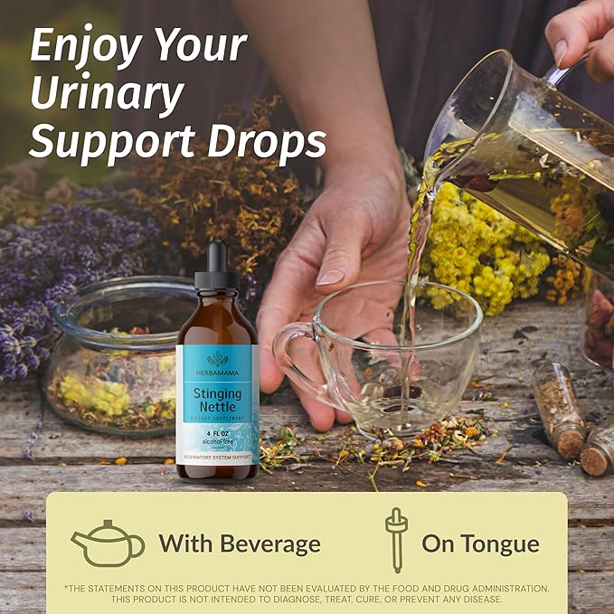 HERBAMAMA Herbal Liquid Drops Kit - Bundle of Stinging Nettle & Dandelion Root Tincture 4 fl oz - Vegan, Non-GMO, Sugar & Alcohol-Free - 2 Pack