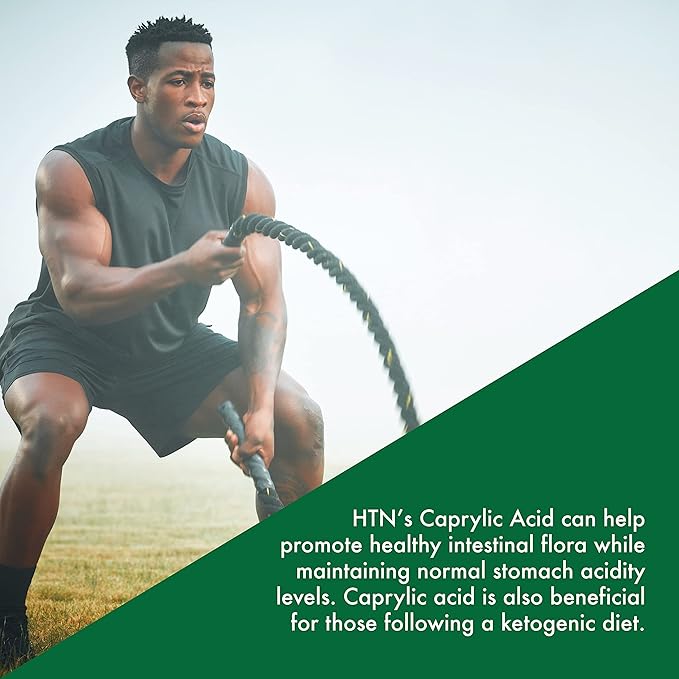Health Thru Nutrition Caprylic Acid 600mg 200 Softgels | C8 Octanoic Acid from Pure 1g MCT Oil | Non-GMO & Soy Free | Support Healthy Digestive and Intestinal Health | Keto Friendly
