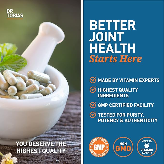 Dr. Tobias Omega 3 Fish Oil & Joint Support Supplements, Supports Heart, Brain, Immune, Joint Health, Function & Flexibility for Men & Women