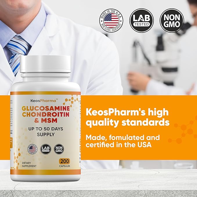 MSM Glucosamine Chondroitin MSM Capsules 200x pcs Joint Support Supplement 50 Days Supply - Chondroitin & Glucosamine Nutritional Supplements Convenient Dosage Triple Strength Formula