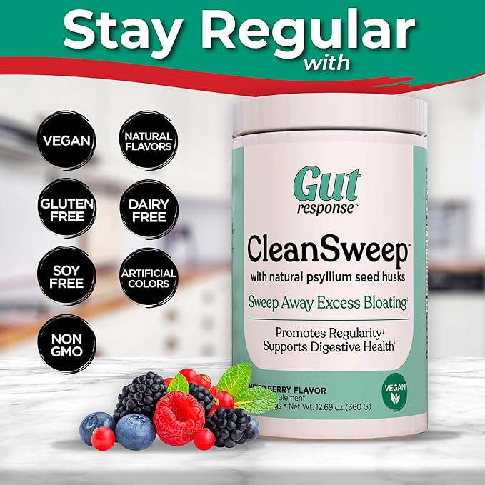 CleanSweep with Natural Psyllium Seed Husks & Beet Fiber, Natural Healthy Detox, Promotes Bloating Relief, Weight Management, Facilitates Bowel Regularity, Mixed Berry Flavor, 60 Servings