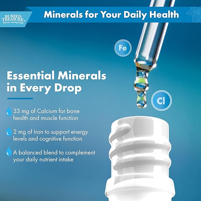 Buried Treasure Fulvic Mineral Drops - Concentrated Fulvic Acid Delivering Trace Mineral Drops as a Colloidal Minerals Liquid Supplement - Supporting Energy with Trace Minerals Electrolytes - 2 fl oz