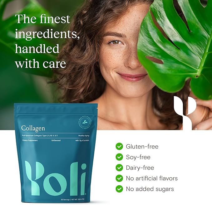 Yoli® Collagen Powder - Multi Collagen Protein Powder with Sodium Hyaluronate - Collagen Supplements for Women and Men - Collagen Types I, II, III, V, and X