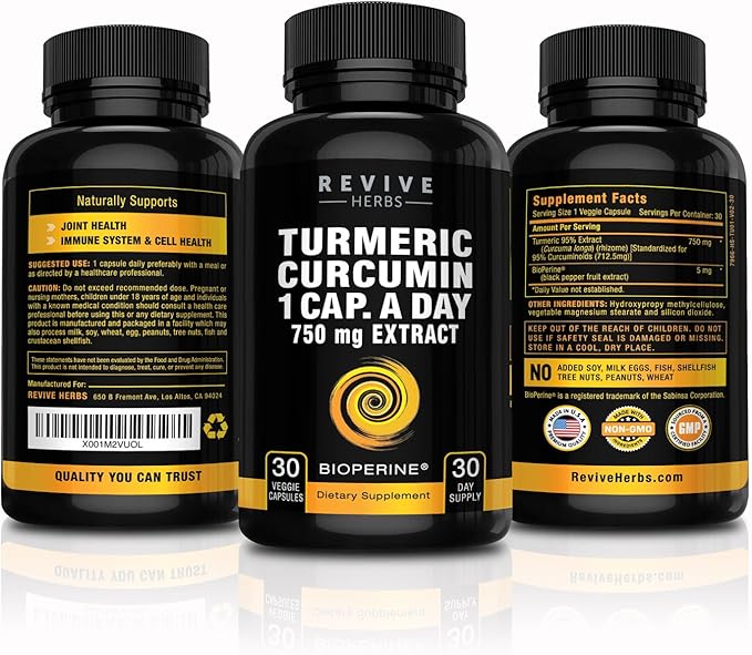 Pure Turmeric Curcumin with Bioperine. Super Strength. One Capsule A Day. Veggie Turmeric Capsules with Black Pepper. Premium Joint Support with 95% Standardized Curcuminoids.