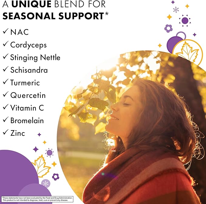 Bluebonnet Nutrition JustBreathe, Seasonal Support*, Non-GMO, Kosher Certified, Gluten-Free, Soy-Free, Dairy-Free, 30 Vegetable Capsules, 15 Servings