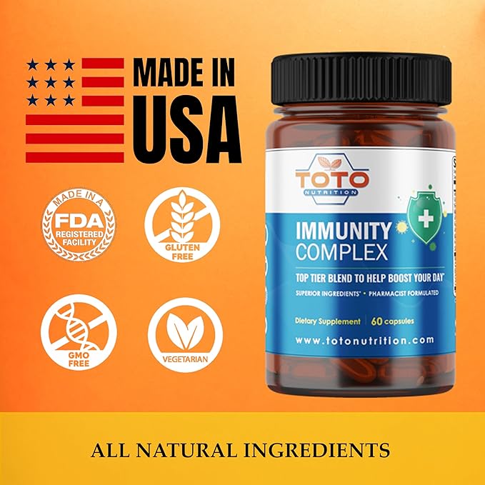 Immunity Support Booster with Vitamin C, D, Elderberry, Echinacea, Zinc, Quercetin, Curcumin, Ginger, B Vitamins Supplement, Vegan, Gluten Free, No Gelatin