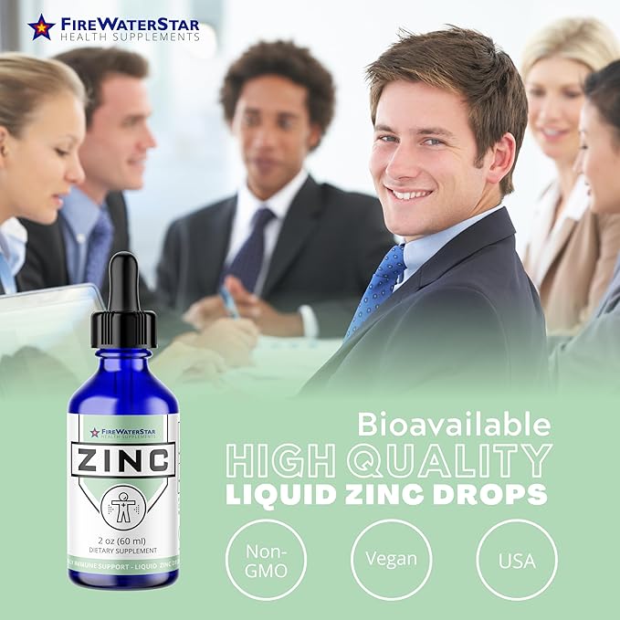 FWS Zinc Supplements - Liquid Zinc Drops for Men, Women, Kids - Organic, Non-GMO, Vegan - Supports Immune Health, Skin, and Overall Wellness - 2 oz