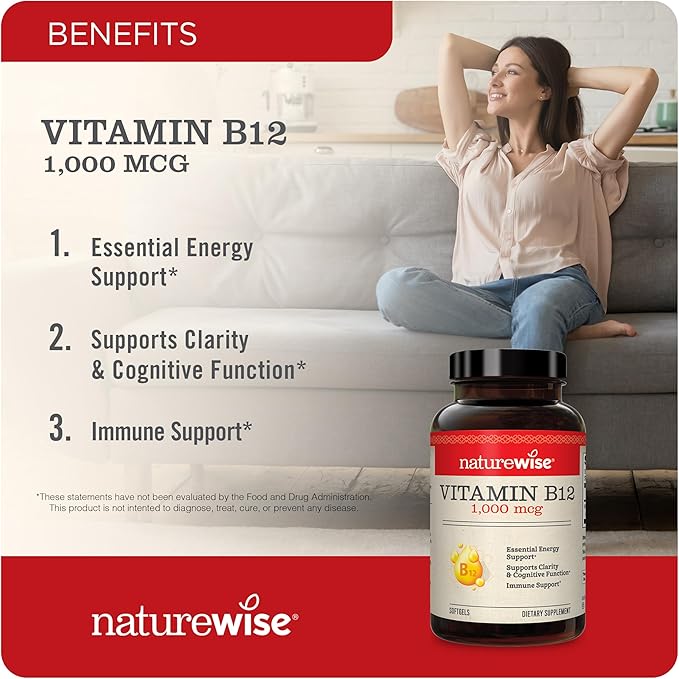 NatureWise High-Potency 1000mg Omega 3 600mg EPA 400mg DHA Vitamin E 180ct & 1000mcg Vitamin B12 150 Softgels Supplement Bundle
