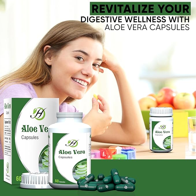 Aloe Vera Capsules 500mg 60 Capsules - All Natural Vegetarian Capsules with 100% Pure Aloe Vera for Skin, Hair, Nails……