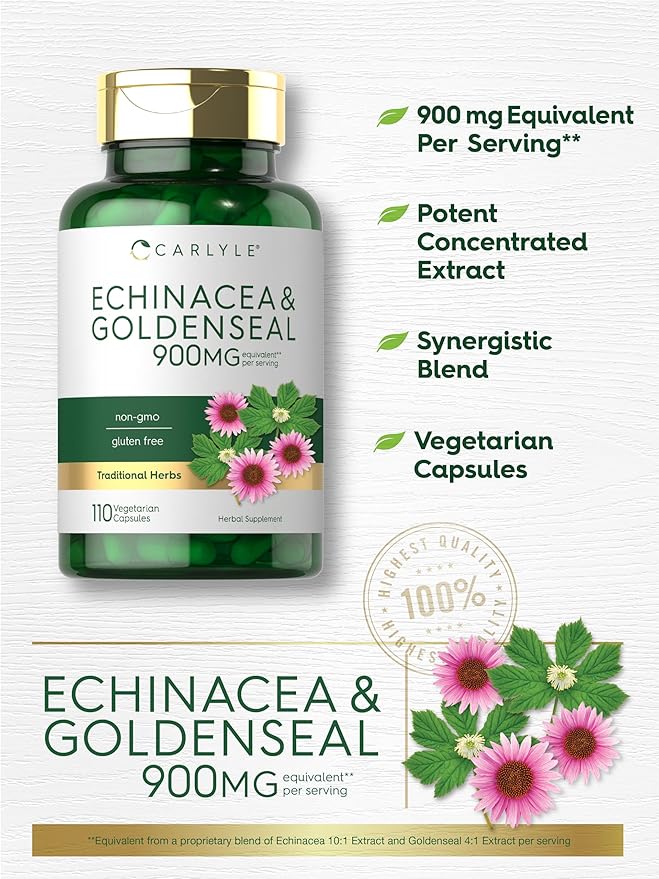 Carlyle Echinacea Goldenseal Capsules | 110 Count | Vegetarian, Non-GMO, Gluten Free
