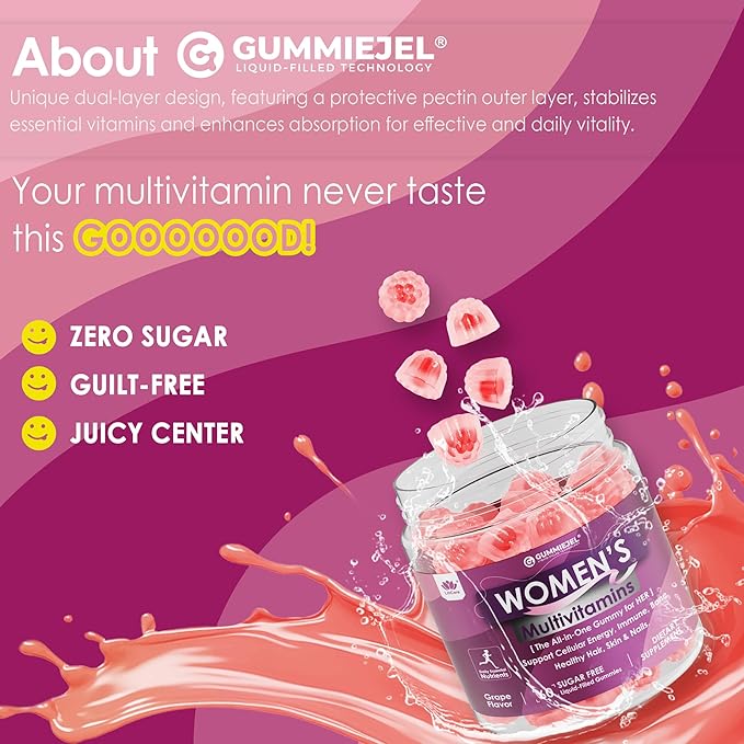 Womens Multivitamin Gummy with Iron, Biotin 2500mcg, Collagen, Keratin, Daily Vitamins A C D E Folate, B Complex, Methylated Multivitamin for Women Support Energy, Beauty, Immune, Sugar Free, 60 Cts
