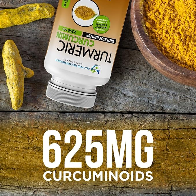 Turmeric Curcumin Supplement - 2250mg/d - Veggie Caps - 95% Curcuminoids with Black Pepper Extract (Bioperine) - 750mg Capsules - 100% Organic - Most Powerful Turmeric (Pack of 2)