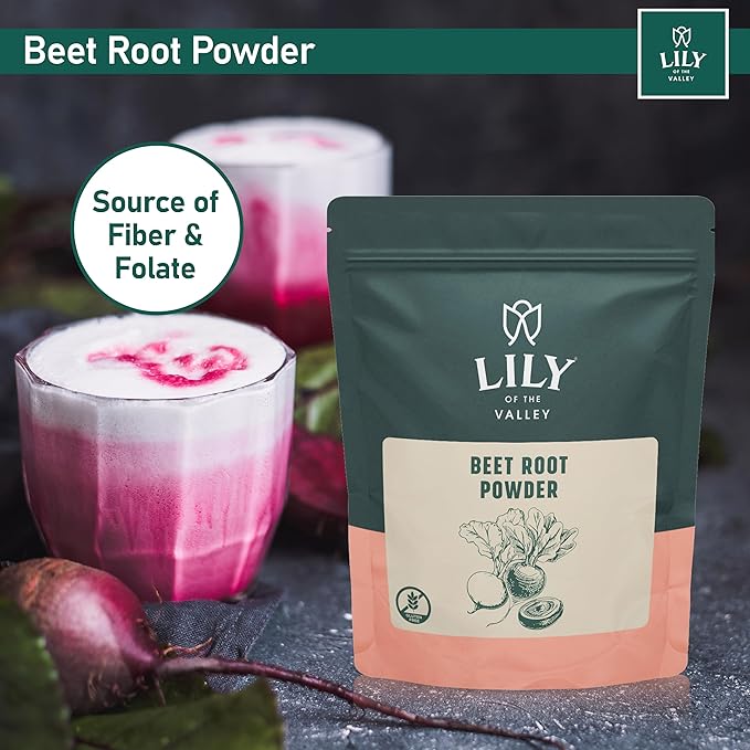 LILY OF THE VALLEY Beet Root Powder - Plant-Based Superfood Powder for Cooking, Baking & Smoothies - Natural Nitric Oxide Source - Vegan & Gluten-Free - Packed in Resealable Pouch (8oz, 226g)