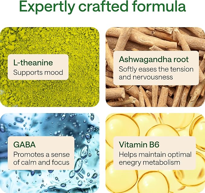 Ashwagandha, GABA, L-Theanine Supplement Complex – Ashwagandha Supplements for Sleep, Mood, Bodily Comfort – Ashwa 400mg, L Theanine 100 mg, 2.5X GABA 100mg – 60 Capsules