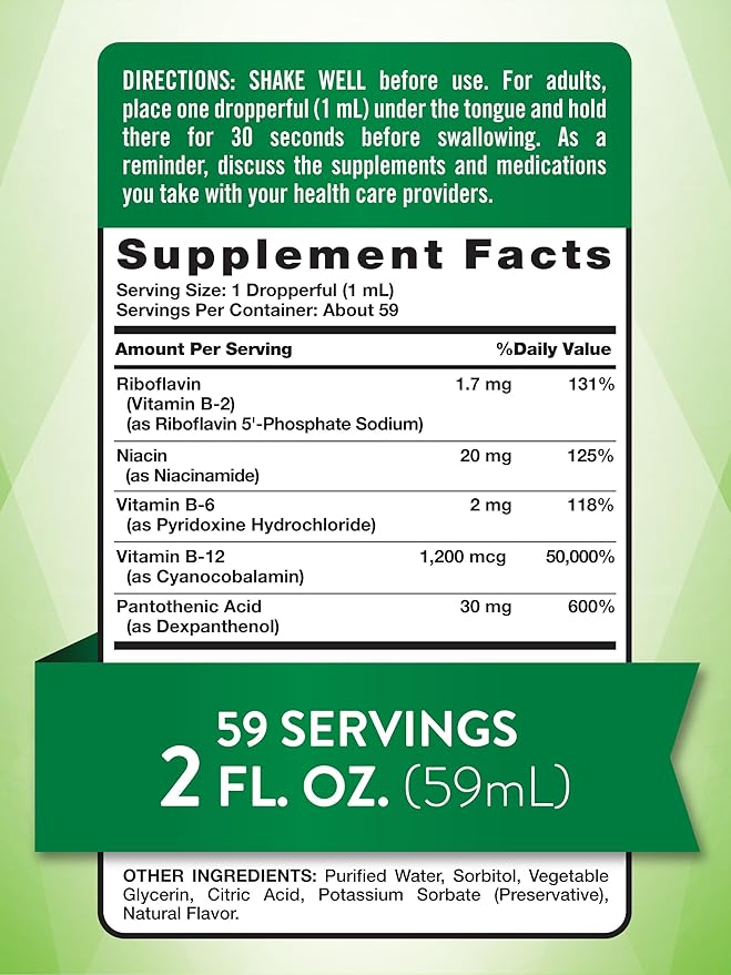 Nature's Truth Sublingual B Complex | with B12 | 2 Fluid Ounces | Berry Flavor | Vegetarian, Non-GMO & Gluten Free Supplement