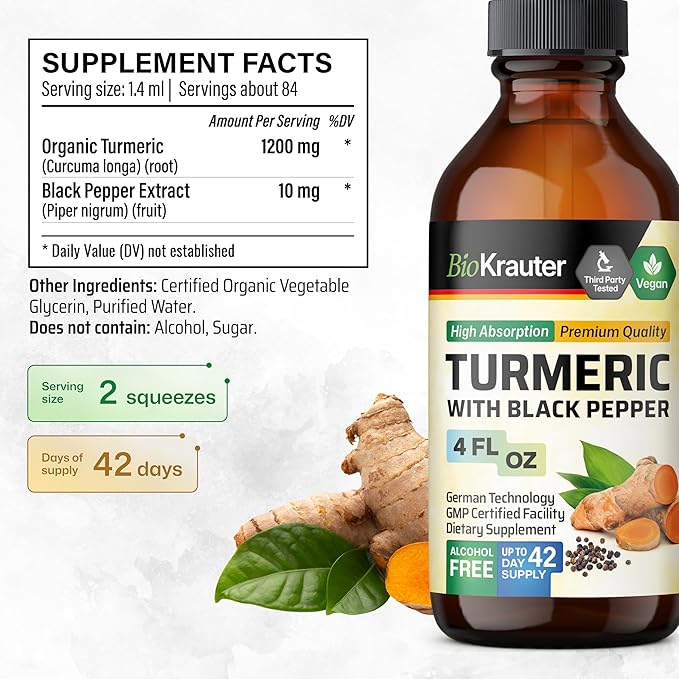 Turmeric with Black Pepper Tincture 4 Fl. Oz. & Milk Thistle 250 Capsules