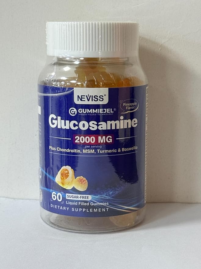 Sugar Free Glucosamine Gummies for Adults 2000MG - Glucosamine Chondroitin MSM Supplement - Plus Turmeric, Boswellia, Hyaluronic Acid & Vitamin D3, Chewable Glucosamine Gummy, 60 Gummies, 30 Servings