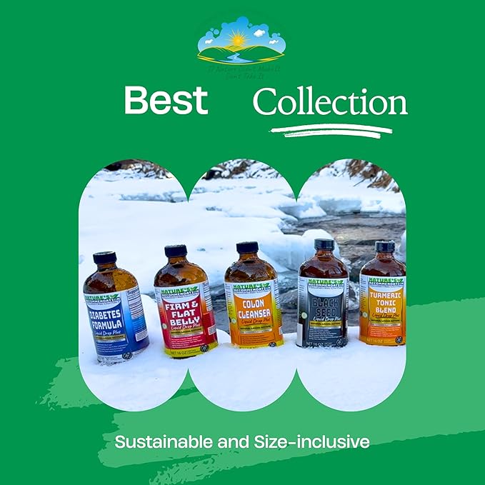 Turmeric Tonic Blend Liquid Drop Plus Living Bitters, 16 oz, with Alkalized Spring Water Amber Glass Bottle
