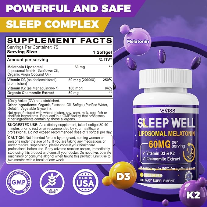 NEVISS L-Tyrosine Gummies & Melatonin 60mg for Adults Bundle