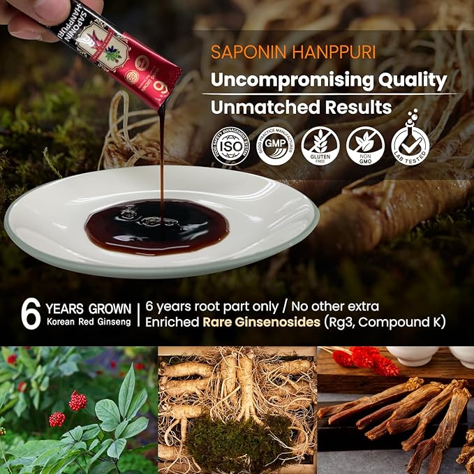 Korean Red Ginseng Extract 3000mg and Capsules Bundle - Saponin Hanppuri + The Root Original - Natural Energy Supplements for Immune Support, Stress Relief, Focus & Mental Clarity with Ginsenoside Rg3
