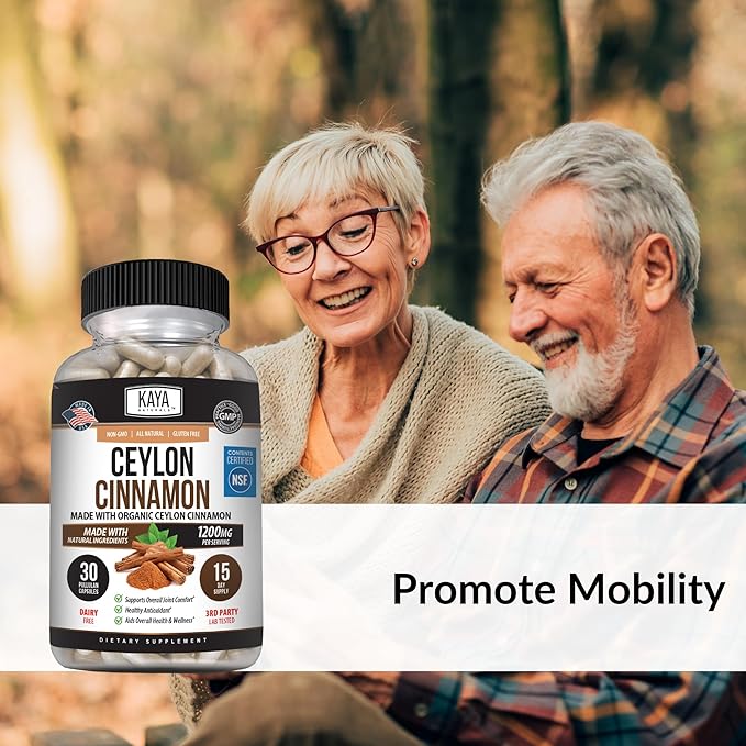 Kaya Naturals Ceylon Cinnamon Supplement | 1200mg per Serving, Vegan - Non-GMO & Gluten Free - 30 Capsules
