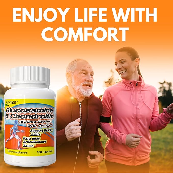 ARYMAR Glucosamine & Chondroitin with Collagen, Supports Joint Health (180 Capsules/Pack of 1)