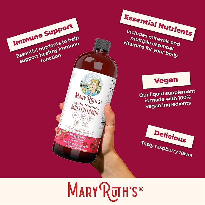 MaryRuth's Liquid Morning Multivitamin Travel Pack | Mens & Womens Multivitamin| Vitamin A C D E B6 B12 Biotin Zinc | Beauty | Immunity | Vegan | Non-GMO | Gluten Free | 1 oz | 16 Servings