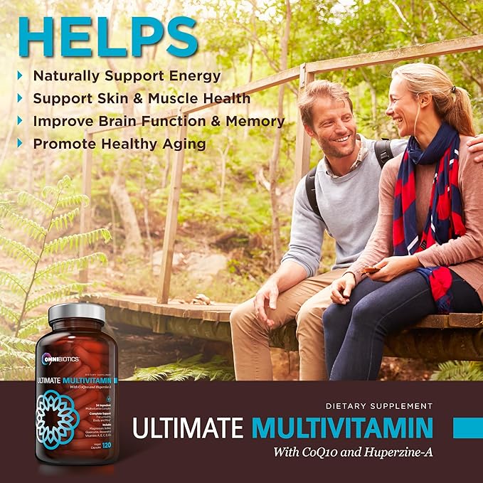Ultimate Daily Multivitamin for Women & Men - Includes 34 Essential Ingredients, Vitamin A, C, D & E, Vitamin B12, B6, Biotin, & Zinc, Daily Multivitamin Supplement, Non-GMO - 120 Vegan Capsules