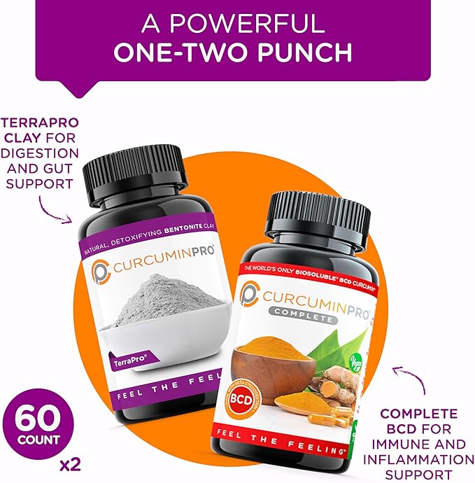 curcuminpro Gut Renew Bundle | Gut Health and Digestion Support | Immune Supoprt Capsules | World's Only BioSoluble Vegan Organic Turmeric Curcumin | 1 Month Supply