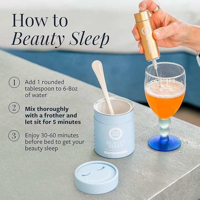 Beauty Sleep Marine Collagen Powder with Types I, II, III & IV Hydrolyzed Peptides, Magnesium, L-Theanine, Orange Vanilla Flavor, Egg, Nut, Dairy, Gluten & Sugar Free, Melatonin-Free