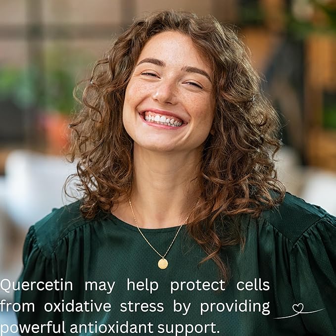 Quercetin with Bromelain Supplement - 60 Capsules Quercetin 1000mg, Bromelain Powder 200mg, Non-GMO, Vegan, Gluten Free Respiratory Health & Immune Support Supplement.