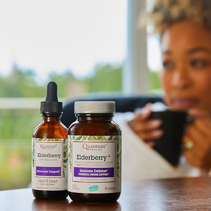 Quantum Health Black Elderberry Liquid Extract Sambucus Nigra Immune Support Formula 700mg - Daily Wellness Boost of Potent Antioxidants for Women & Men - High Dose, Fast Absorption, Vegan - 2 Fl Oz