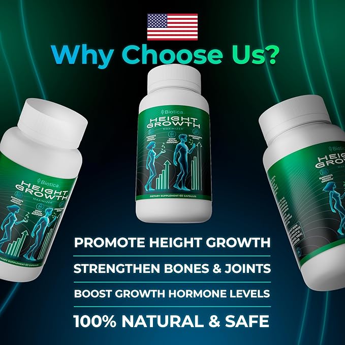 Height Growth Pills - Natural Hеight Growth Maximizer - Bone Up Calcium Supplement - Growth Factor Support, and Stature Development - Advanced Formula of Grow Pills