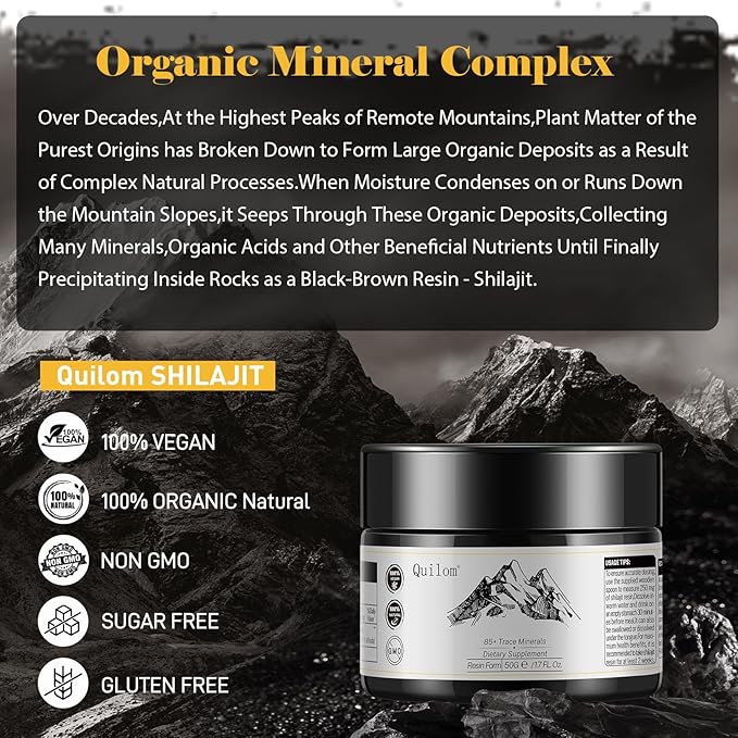 Shilajit Pure Himalayan Organic Shilajit Resin - Shilajit Supplement - Gold Grade 100% Pure Shilajit with Fulvic Acid & 85+ Trace Minerals Complex for Energy & Immune Support - 50 Grams