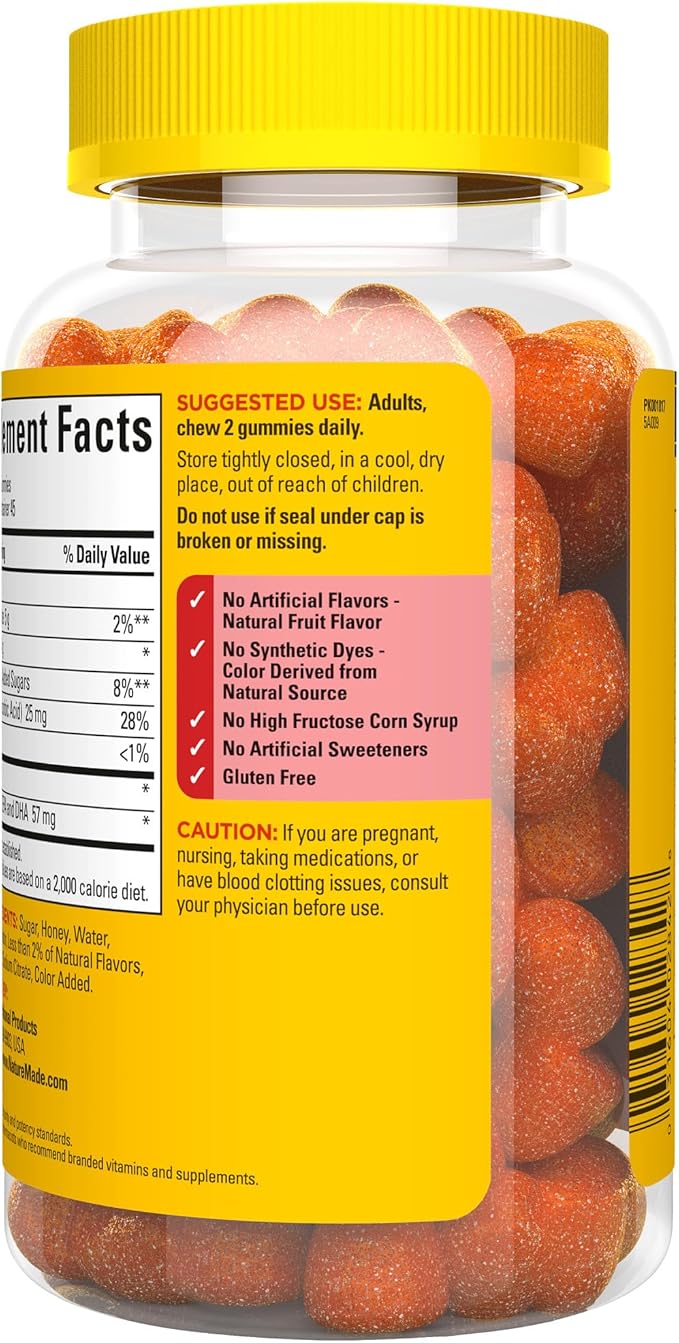 Nature Made Fish Oil Omega 3 Gummies, Omega 3 Fish Oil Supplements, Healthy Heart Support, 90 Gummies, 45 Day Supply