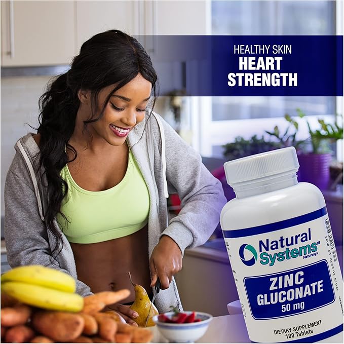 Natural Systems Zinc Gluconate 50 mg - Supports Your Immune System - Helps Bone and Muscle Strength - Elemental Minerals for Your Diet - Great Nutrition Supplement