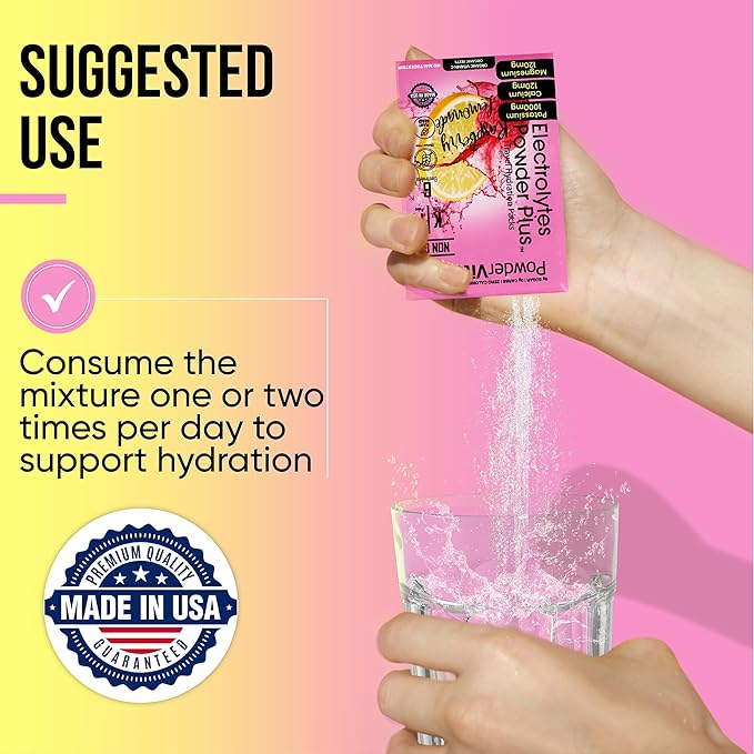 Electrolytes Powder Plus, Keto, Raspberry Lemonade, Sugar Free, Pink Himalayan Salt, 1000mg Potassium, 120mg Calcium, 120mg Magnesium, Non-GMO, Zero Calories, (16 Hydration Packets)