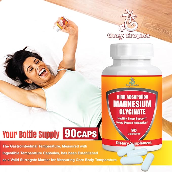 Pure Magnesium Glycinate Supplement - High Absorption, Vegan, Non-GMO Capsules for Stress Relief, Muscle, Nerve & Sleep Support, Energy Boost, Bone Health - Easy-to-Swallow - 90 Capsules