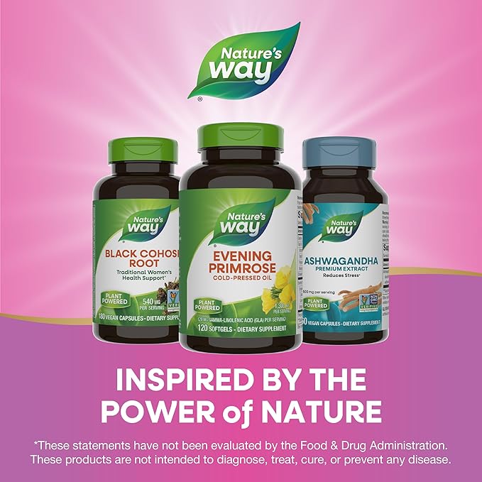 Nature's Way Evening Primrose Oil, Cold Pressed, 120 mg GLA per Serving(1), 120 Softgels (Packaging May Vary)