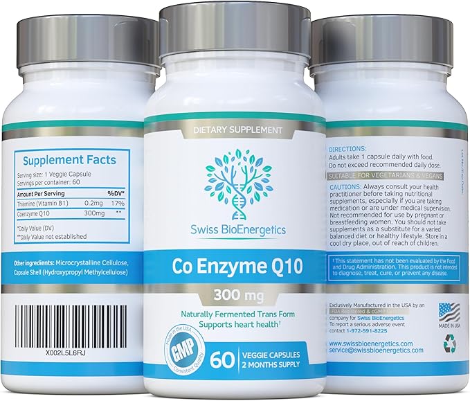 Co Enzyme Q10 CoQ10 300mg 60 Capsules - Superior Naturally Fermented Trans Form