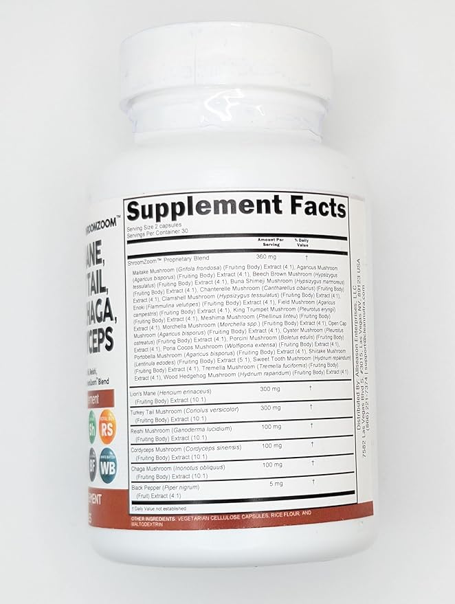Clean Nutraceuticals Lions Mane 20in1 Mushroom Supplement with Turkey Tail Reishi Cordyceps Chaga Maitake Meshima Poria Cocos Shiitake Oyster Porcini Enoki - 3Pack