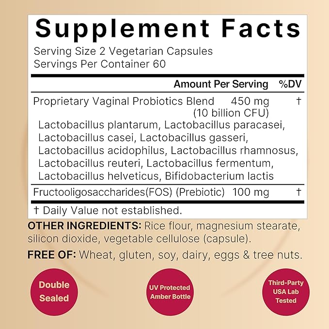 NatureBell Vaginal Probiotics for Women, 10 Billion CFU, 120 Veggie Capsules | PH Balance Probiotics and Prebiotics Blend – Lactobacillus Vaginal Supplement – Supports Odor, Flora & Yeast